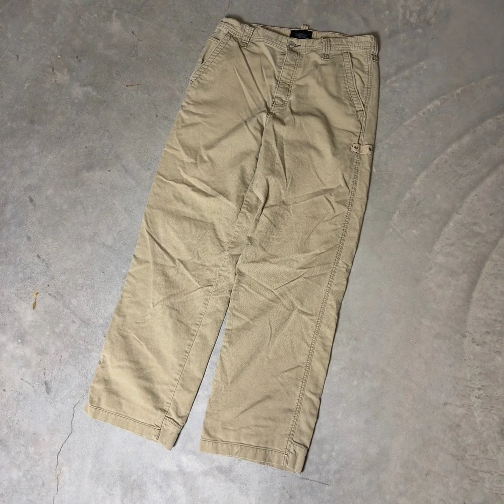 Vintage Baggy Express Cargo Pants Mens 33x34 Tan Y2K Streetwear Utility Khaki